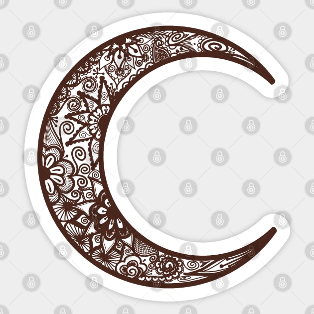 Brown Henna Crescent Moon Sticker by Tilila